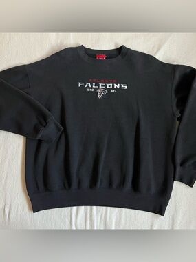 Vintage 90s NFL Atlanta Falcons Black Crewneck Sweatshirt with Red & White Logo